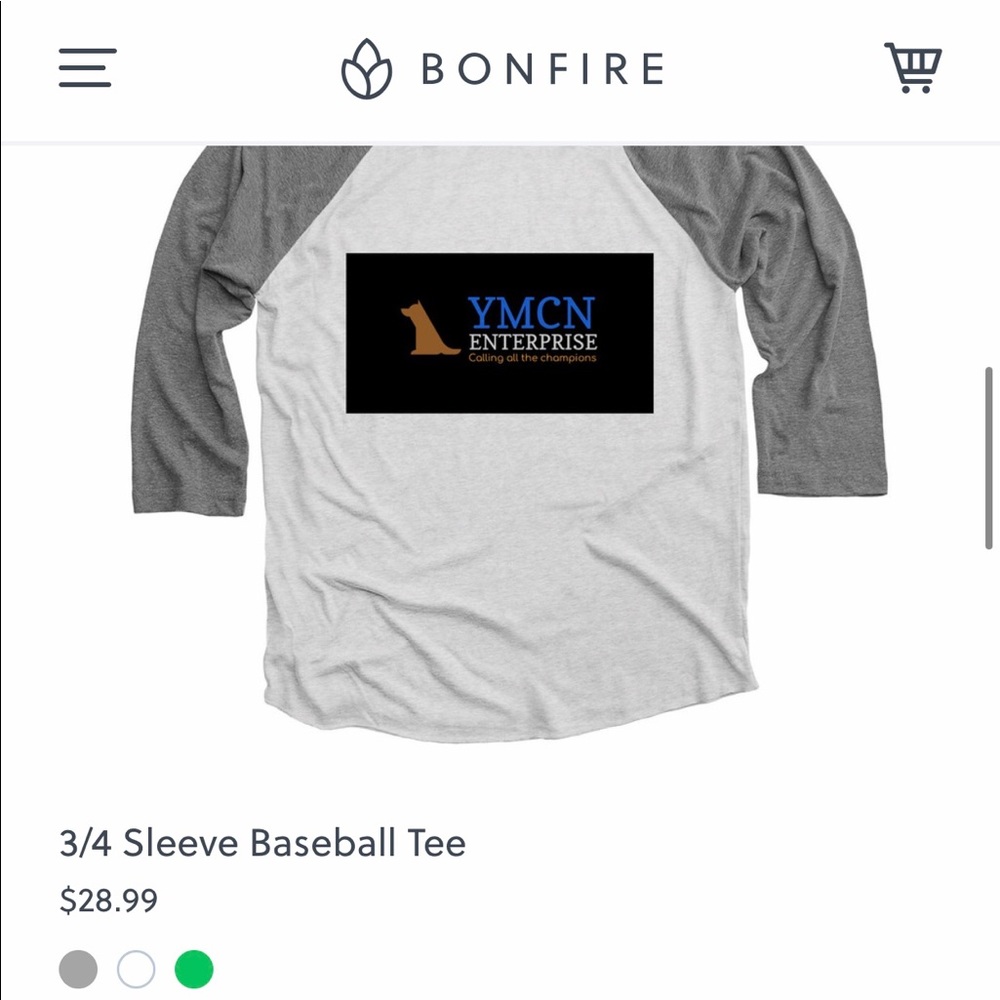 3/4 sleeve baseball T-shirt from YMCN enterprise